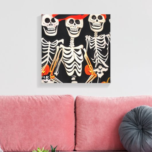 Happy Halloween Skeletons Canvas Afdruk (Insitu (Woonkamer))