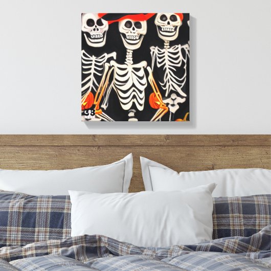 Happy Halloween Skeletons Canvas Afdruk (Insitu (Slaapkamer))