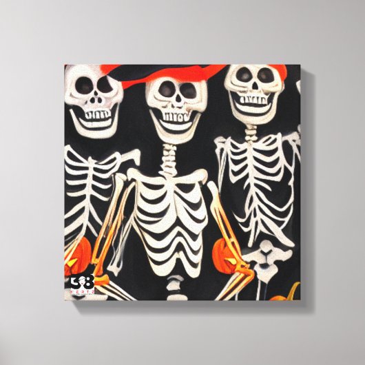 Happy Halloween Skeletons Canvas Afdruk (Voorkant)