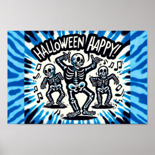 Happy Halloween Skeletons: Dance Party Stropdas-Dy Poster