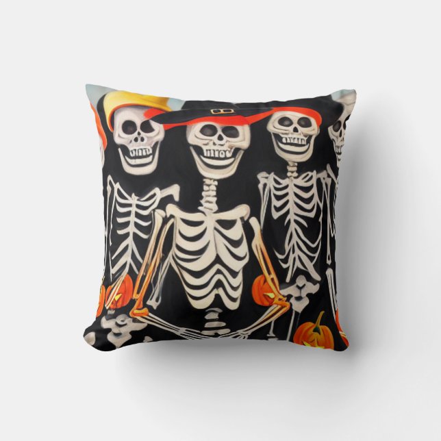 Happy Halloween Skeletons Kussen (Voorkant)