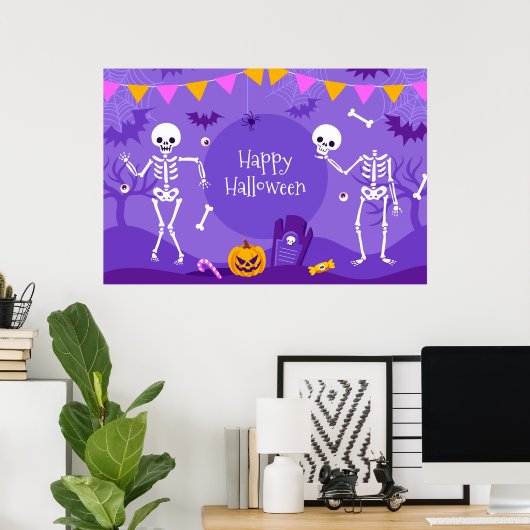 Happy Halloween Skeletons Poster (Thuiskantoor)