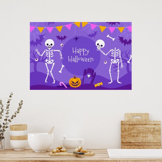 Happy Halloween Skeletons Poster (Keuken)