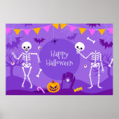 Happy Halloween Skeletons Poster (Voorkant)