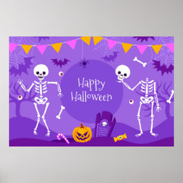 Happy Halloween Skeletons Poster