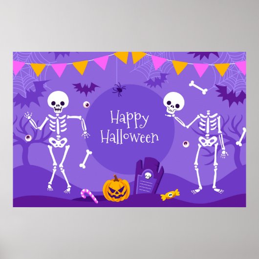 Happy Halloween Skeletons Poster (Voorkant)