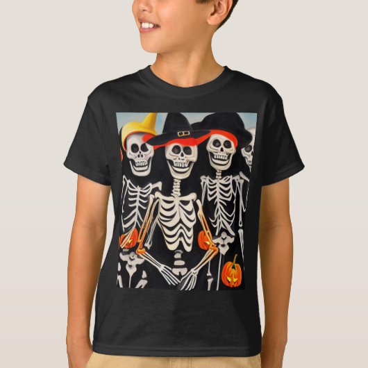 Happy Halloween Skeletons T-shirt (Voorkant)