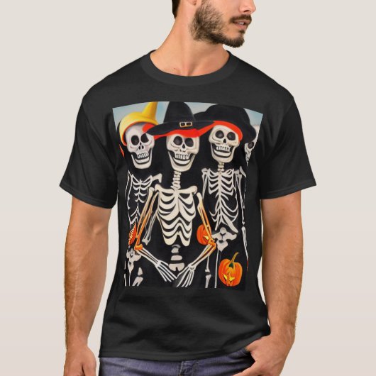 Happy Halloween Skeletons T-shirt (Voorkant)