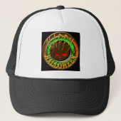 Happy Halloween Skull BLACK bg Trucker Pet (Voorkant)