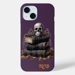 Happy Halloween Skull en aangepaste boeken iPhone 15 Case