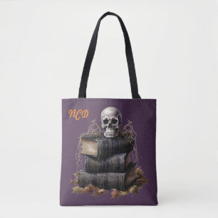 Happy Halloween Skull en aangepaste boeken Tote Bag