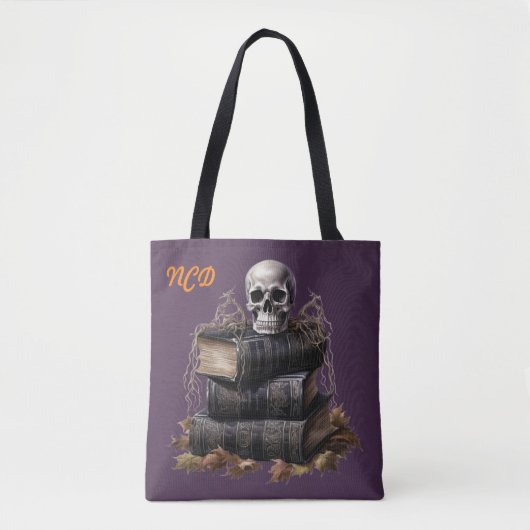 Happy Halloween Skull en aangepaste boeken Tote Bag (Voorkant)