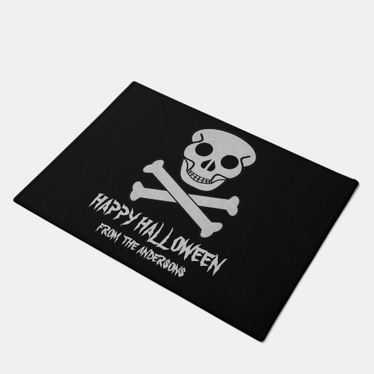 Happy Halloween Skull en Botten Doormat Deurmat (Schuin)
