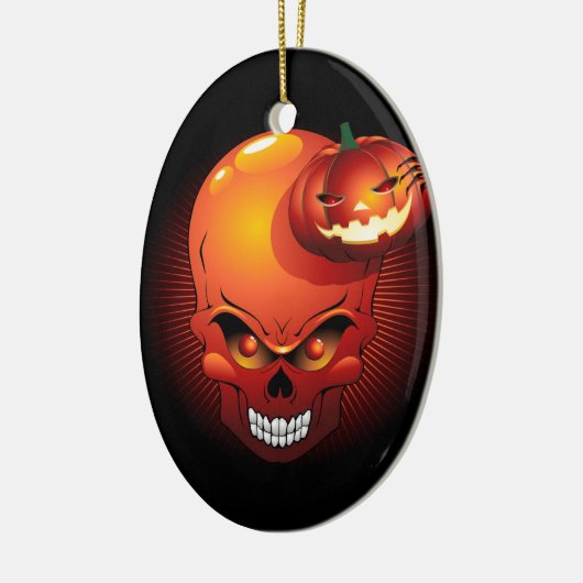 Happy Halloween Skull en Pumpkin Ornament (Links)