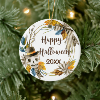 Happy Halloween Skull-keramisch Ornament