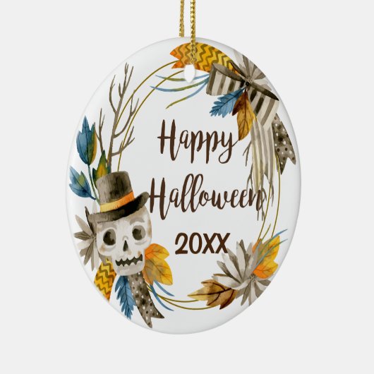 Happy Halloween Skull-keramisch Ornament (Rechts)