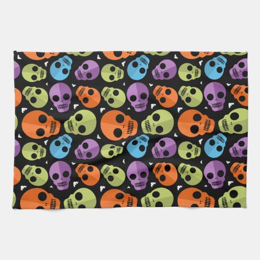 Happy Halloween Skull Pattern Theedoek (Horizontaal)