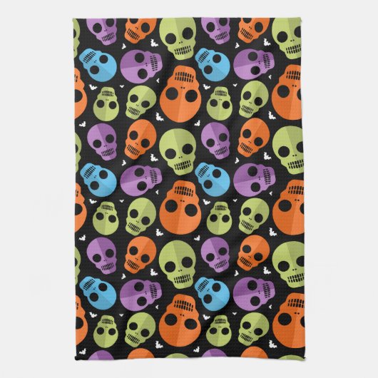 Happy Halloween Skull Pattern Theedoek (Verticaal)