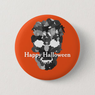 Happy Halloween Skull Ronde Button 5,7 Cm