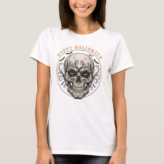 Happy Halloween Skull T-shirt (Voorkant)