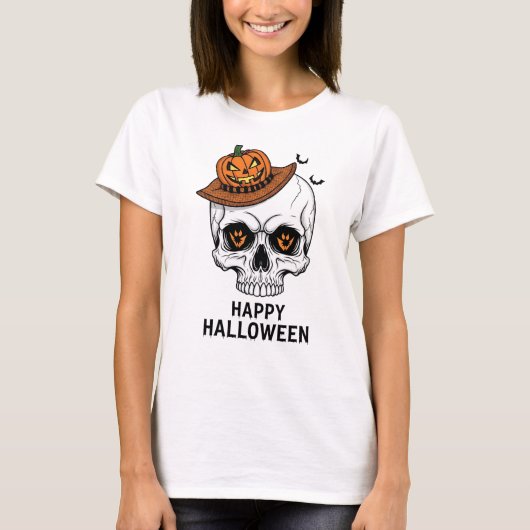 Happy Halloween Skull T-shirt (Voorkant)