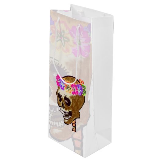 Happy Halloween Skull Wijn Cadeautas (Voorkant Gekanteld)