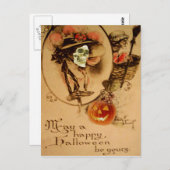 Happy Halloween Skull Zombie Undead Jack O Lantern Briefkaart (Voorkant / Achterkant)