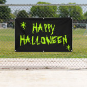 Happy Halloween slimy neon groen en zwart eng Spandoek (Insitu)