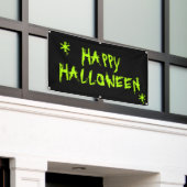 Happy Halloween slimy neon groen en zwart eng Spandoek (Buitenkant Gebouw)