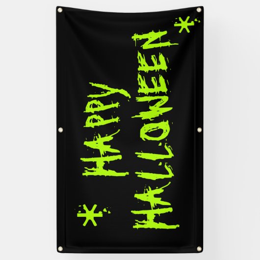 Happy Halloween slimy neon groen en zwart eng Spandoek (Verticaal)