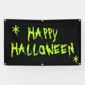 Happy Halloween slimy neon groen en zwart eng Spandoek (Horizontaal)
