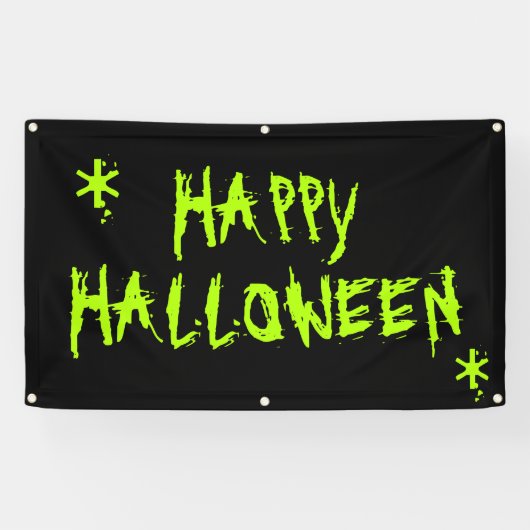 Happy Halloween slimy neon groen en zwart eng Spandoek (Horizontaal)
