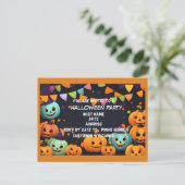 Happy Halloween Smiling Pumpkin Party Uitnodiging Briefkaart (Staand voorkant)