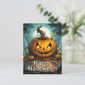Happy Halloween | snode pompoen na middernacht Briefkaart (Staand voorkant)