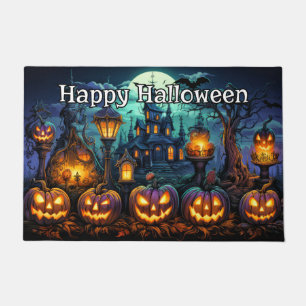 Happy Halloween snoeiende pompoenen Deurmat