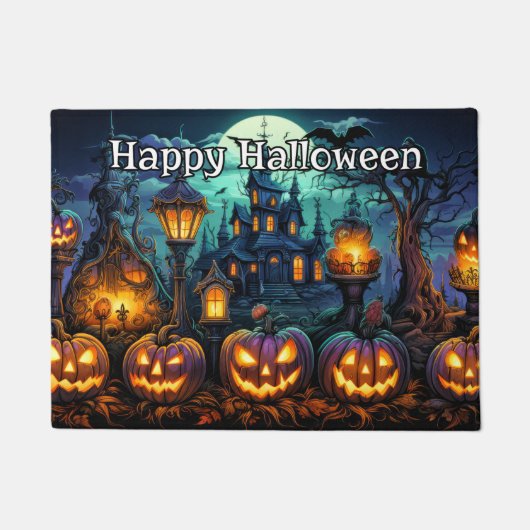 Happy Halloween | snoeiende pompoenen Deurmat (Voorkant)