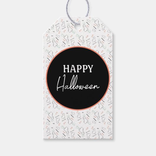 Happy Halloween Snoep Hand Lettering Doodle Cadeaulabel (Voorkant)