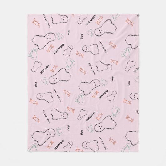 Happy Halloween Snoep Hand Lettering Doodle Fleece Deken (Voorkant)