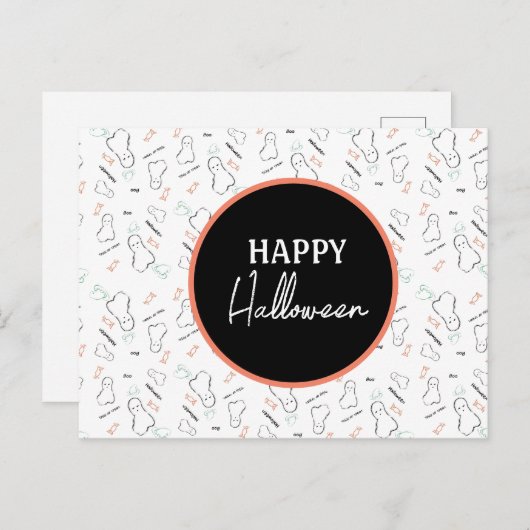 Happy Halloween Snoep Hand Lettering Doodles Briefkaart (Voorkant / Achterkant)