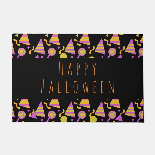 Happy Halloween Snoep Neon Pattern Doormat Deurmat (Voorkant)