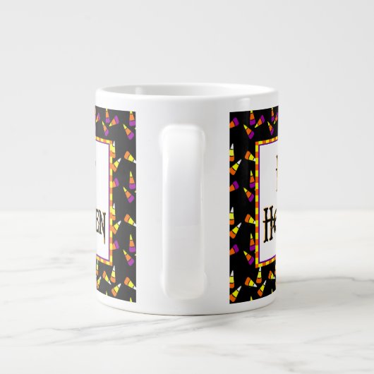 Happy Halloween Snoep Pattern op Black Jumbo Mok (Achterkant)