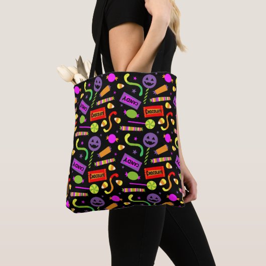 Happy Halloween Snoep Pattern Tote Bag (Dichtbij)