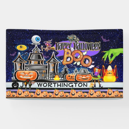 Happy Halloween! Spandoek (Horizontaal)