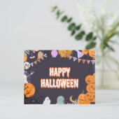 Happy Halloween speelse stripfiguren Feestdagenkaart (Staand voorkant)