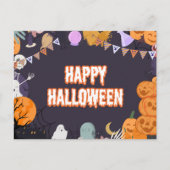Happy Halloween speelse stripfiguren Feestdagenkaart (Voorkant)