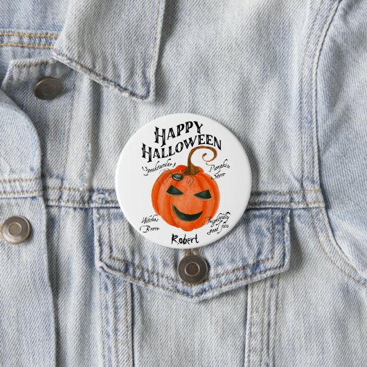 Happy Halloween Spider Badge Knop Naam Ronde Button 7,6 Cm (In situ)