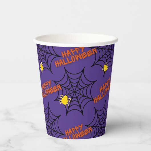 Happy Halloween Spider Web Papieren Bekers (Achterkant)