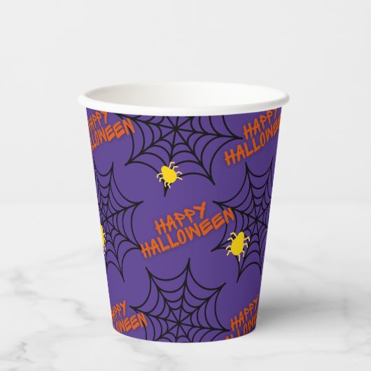 Happy Halloween Spider Web Papieren Bekers (Voorkant)
