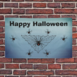 Happy Halloween Spider Web Poison Spider Blue Grey Spandoek