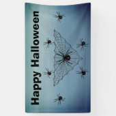 Happy Halloween Spider Web Poison Spider Blue Grey Spandoek (Verticaal)